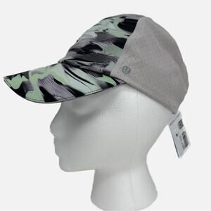 Lululemon Fast and Free Run Hat with Vent - Mint Gray Black Paint Glide